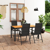 7 Piece Garden Dining Set Black and Brown